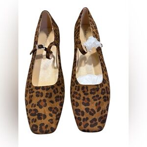 Brown Leopard Print Mary Jane block heel square toe
